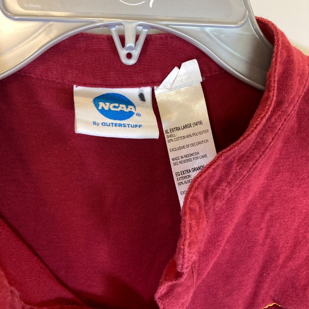 USC Trojans Henley Cardinal Embroidered Youth XL Short Sleeve Shirt - Picture 3 of 15